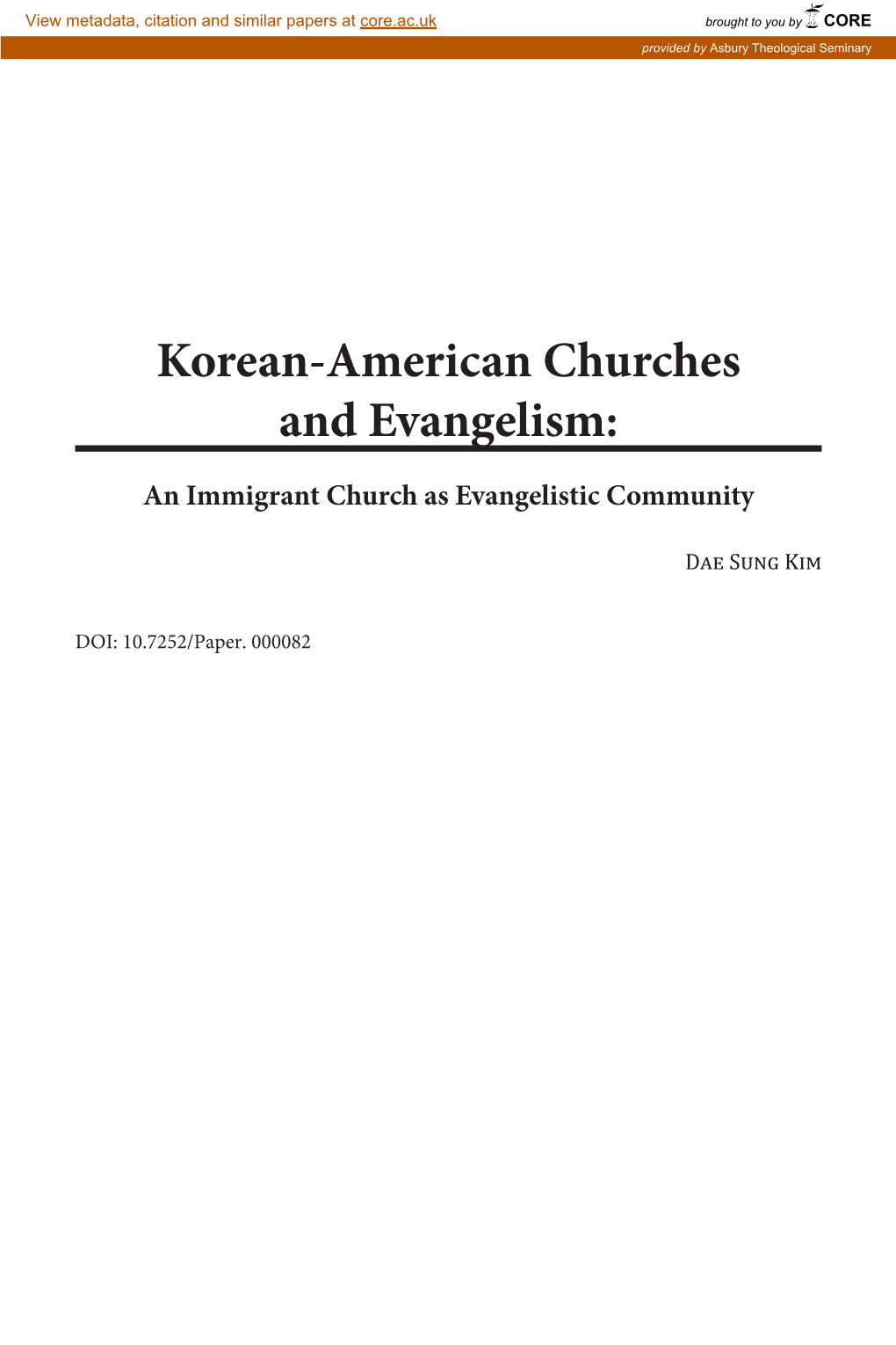 Korean-American Churches and Evangelism