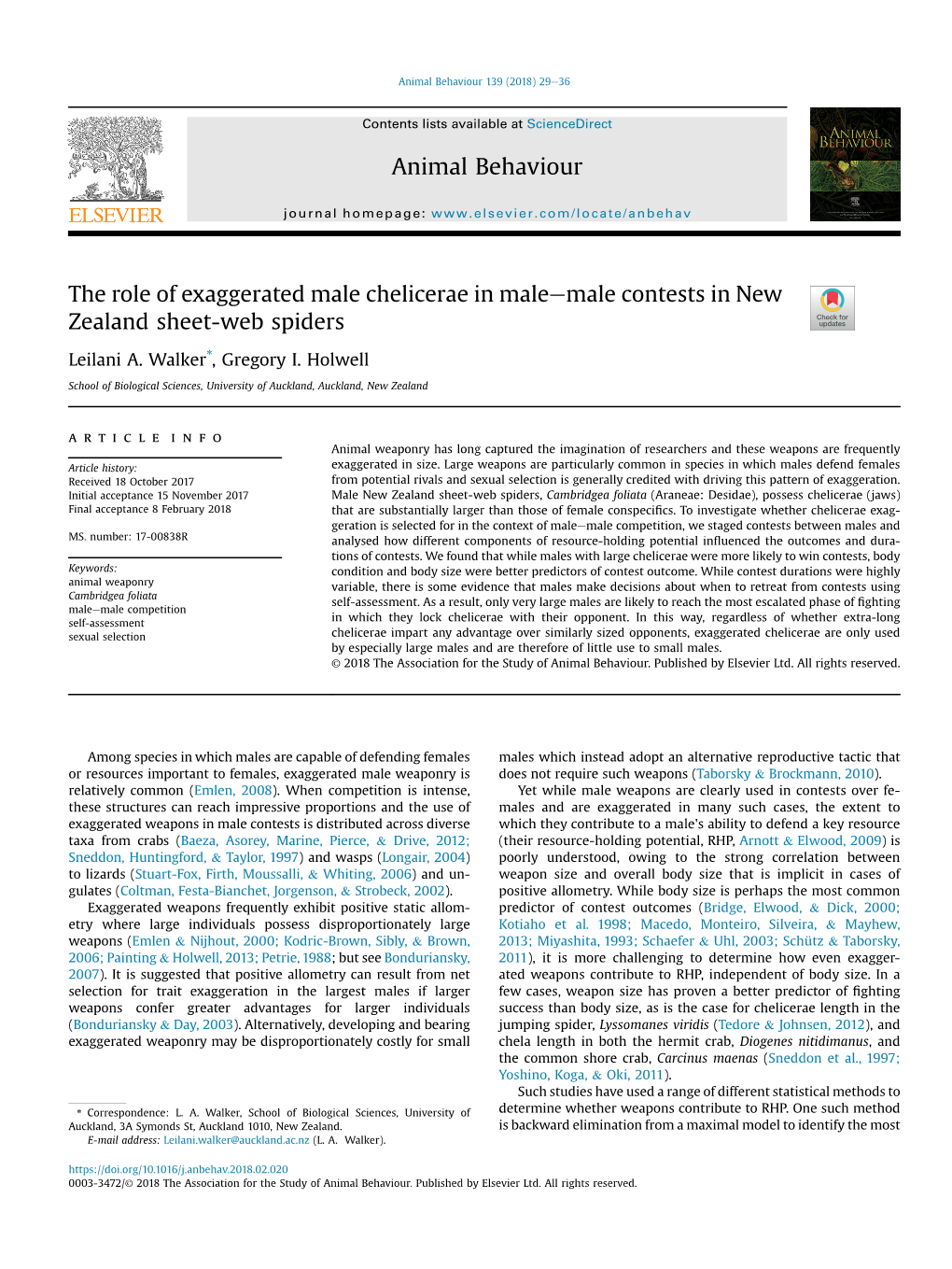 The Role of Exaggerated Male Chelicerae in Maleￃﾢￂﾀￂﾓmale