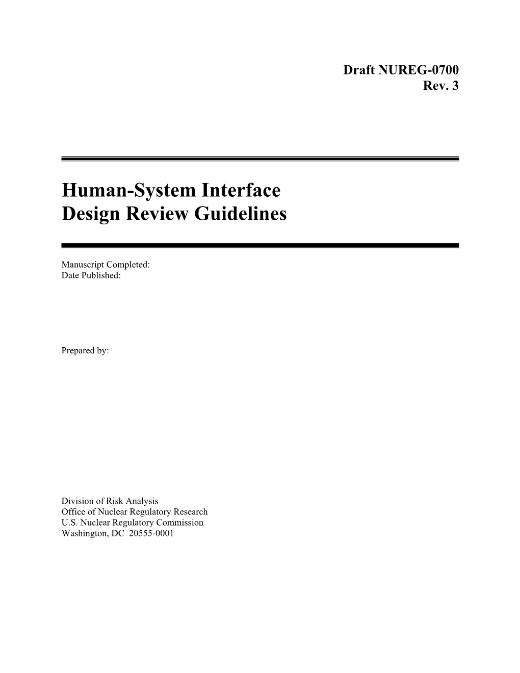 Human-System Interface Design Review Guidelines