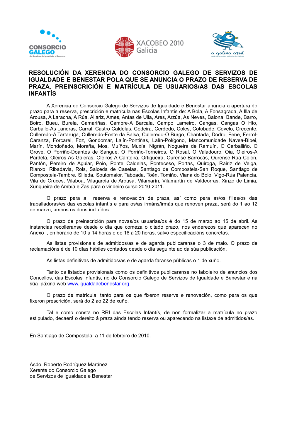 Resolución Da Xerencia Do Consorcio Galego De Servizos De Igualdade