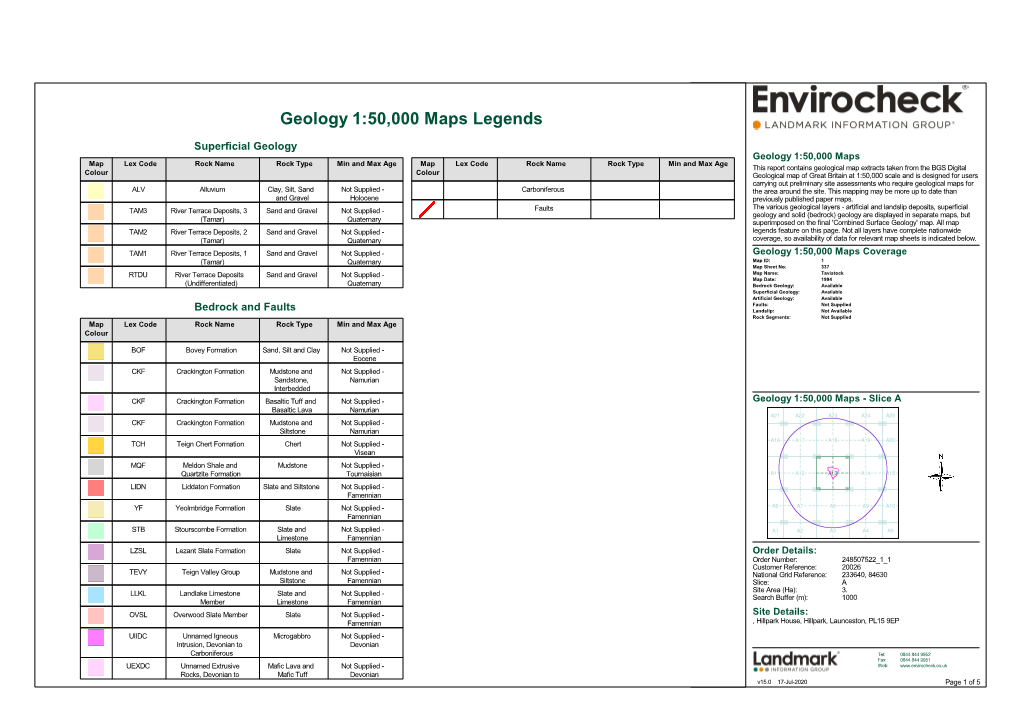 Geology 1:50,000 Maps Legends