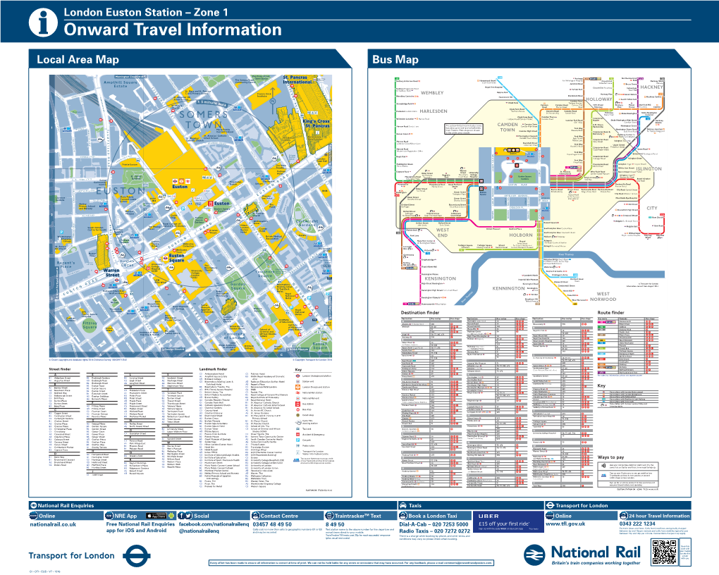 London Euston Station – Zone 1 I Onward Travel Information Local Area Map Bus Map