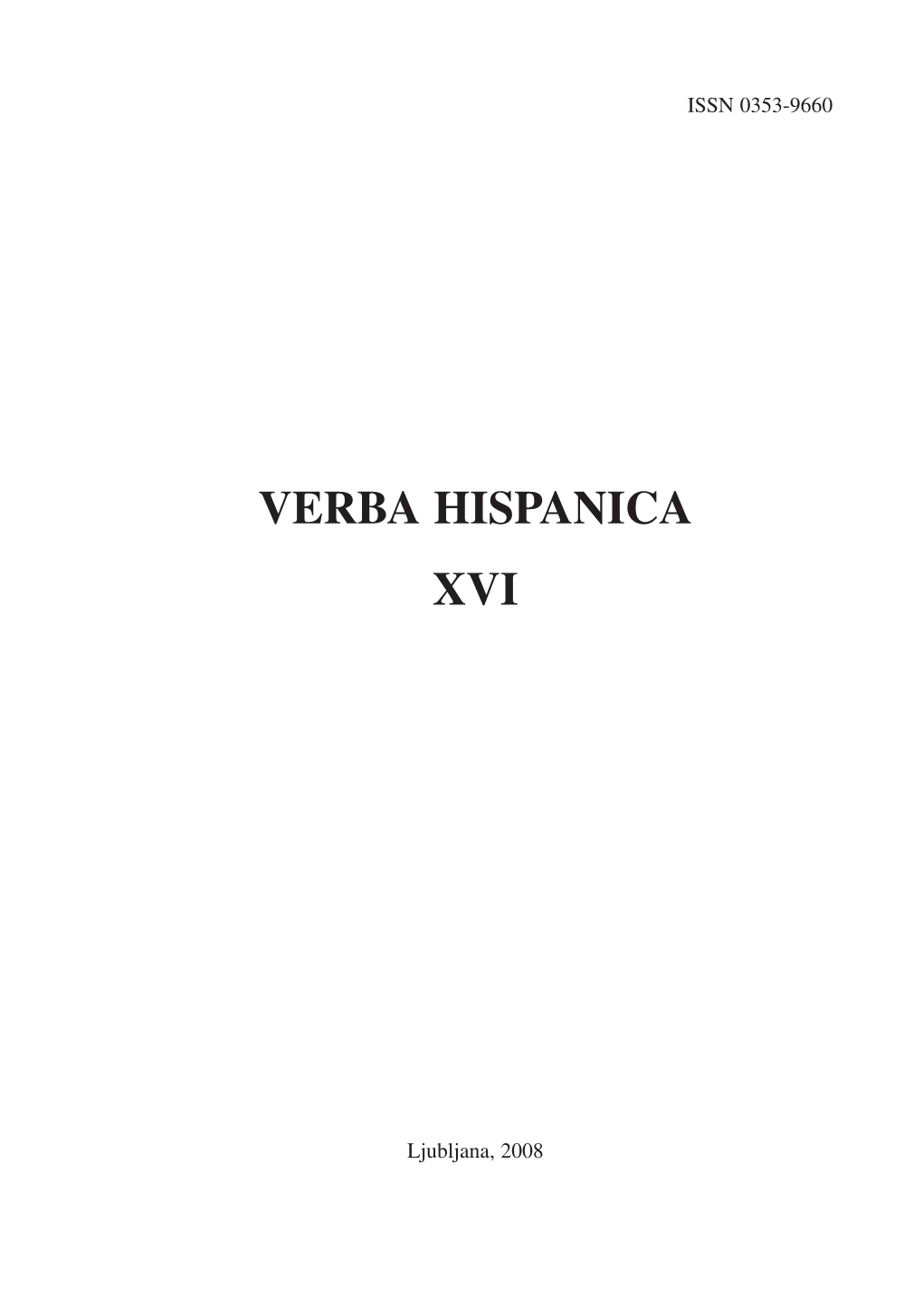 Verba Hispanica Xvi