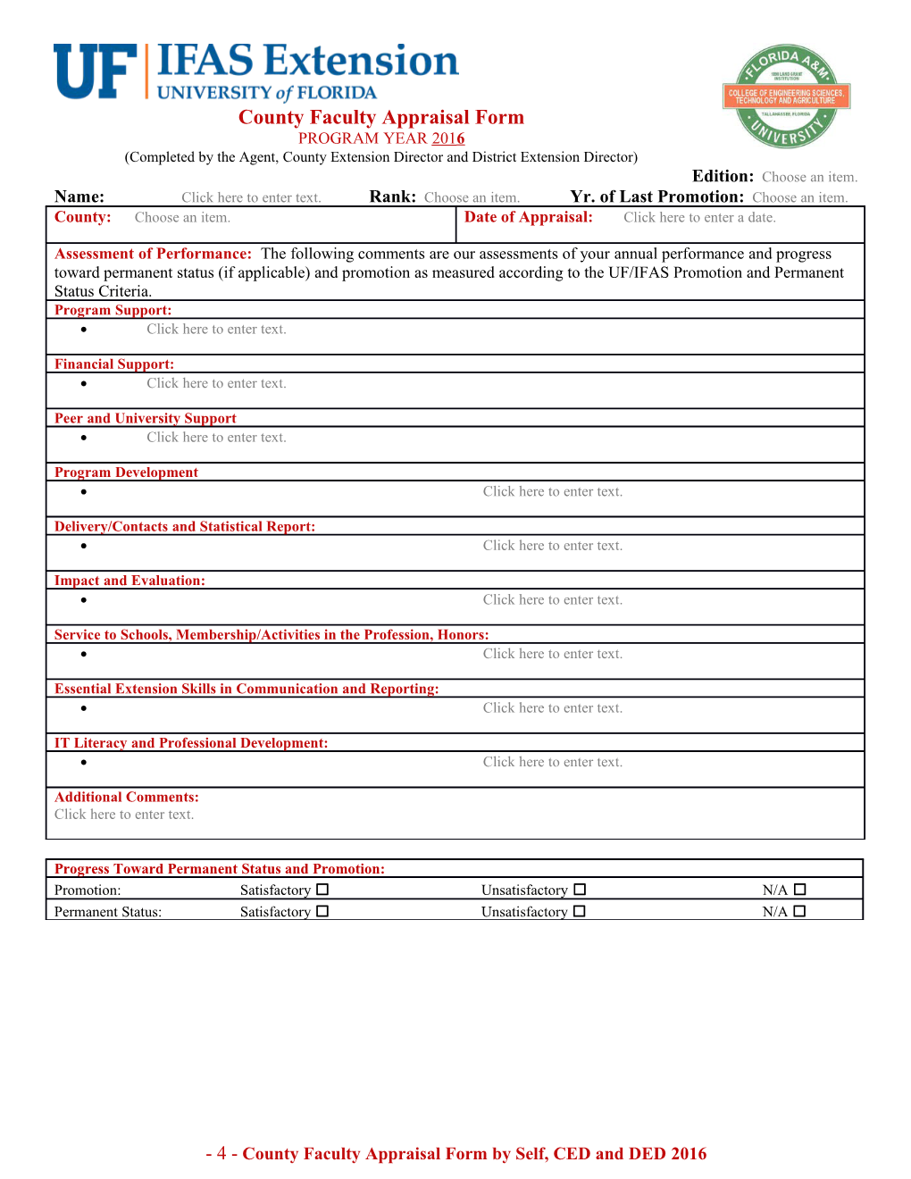 County Faculty Appraisal Form