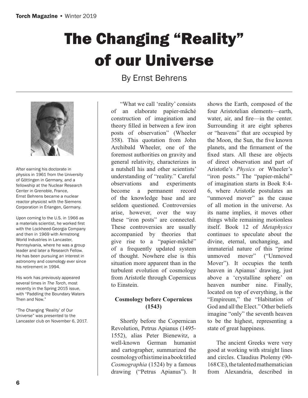 The Changing “Reality” of Our Universe by Ernst Behrens