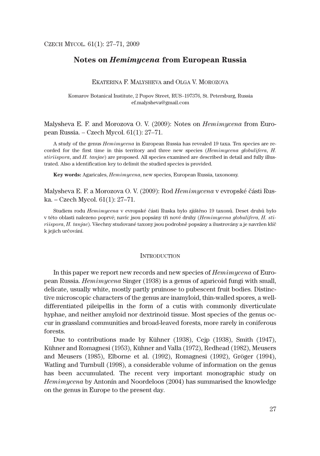 Notes on Hemimycena from European Russia