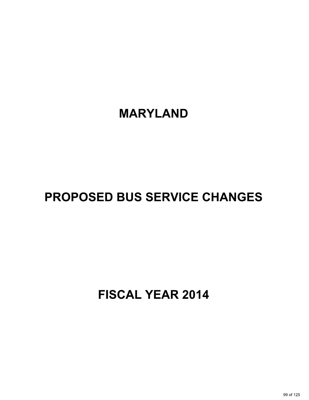 Maryland Proposed Bus Service Changes Fiscal