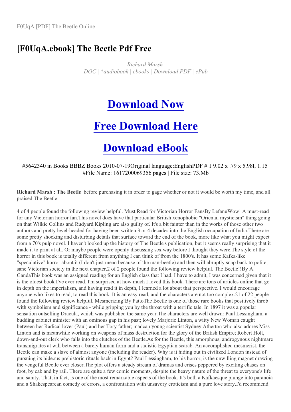 [F0uqa.Ebook] the Beetle Pdf Free