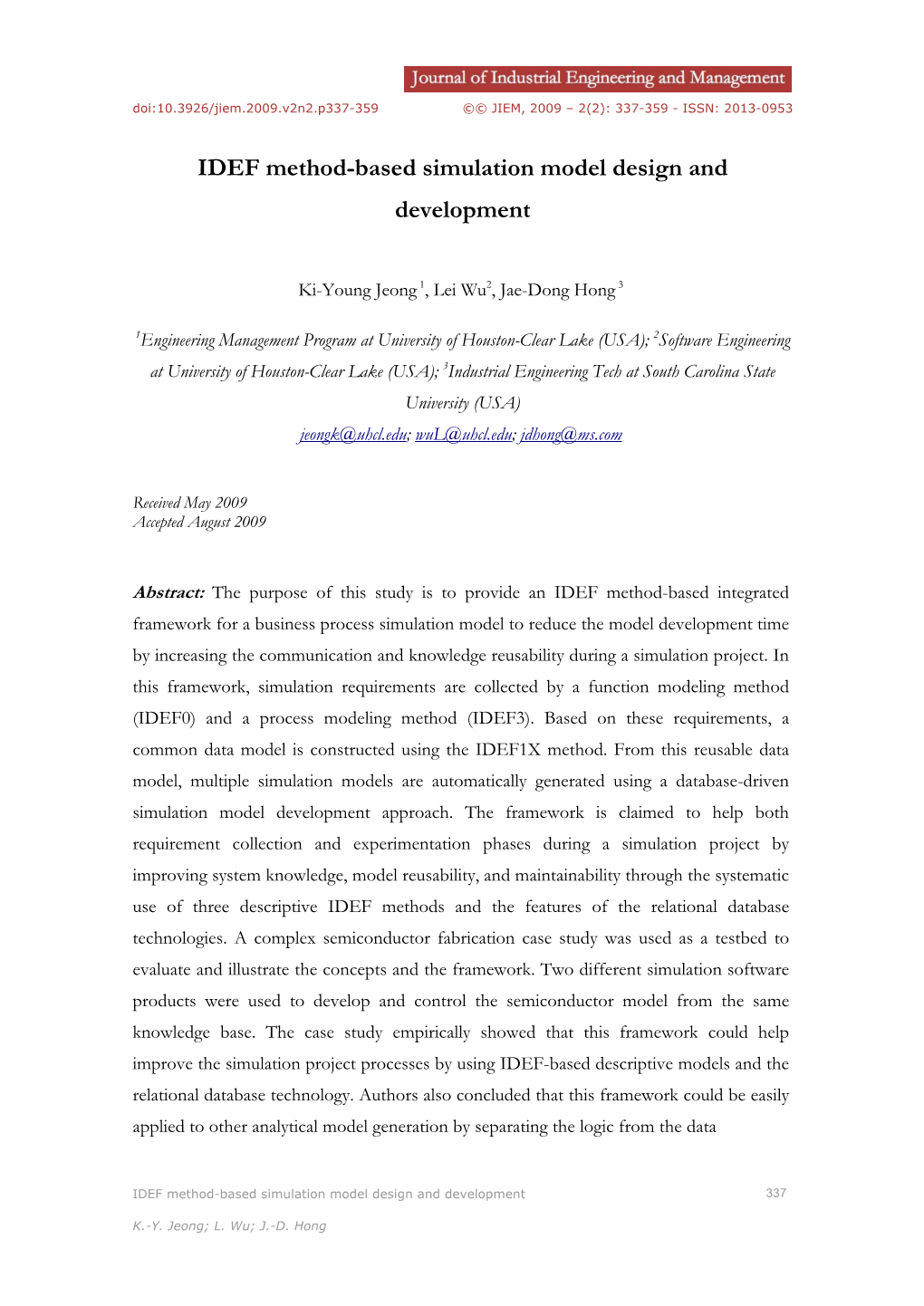 IDEF Mtehod-Based Simulation Model Design and Develpment