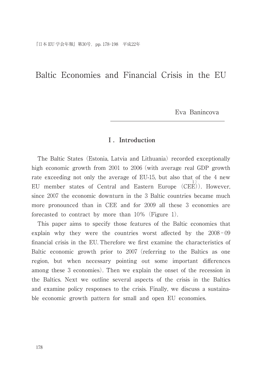 Baltic Economies and Financial Crisis in the EU