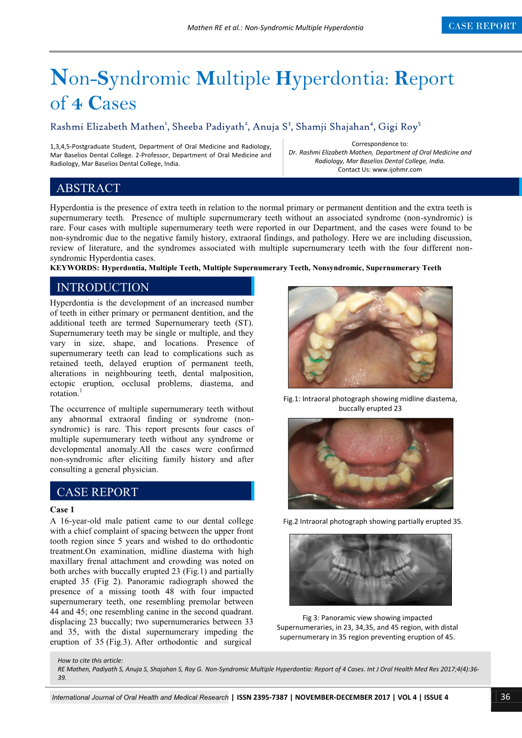 Non-Syndromic Multiple Hyperdontia CASE REPORT