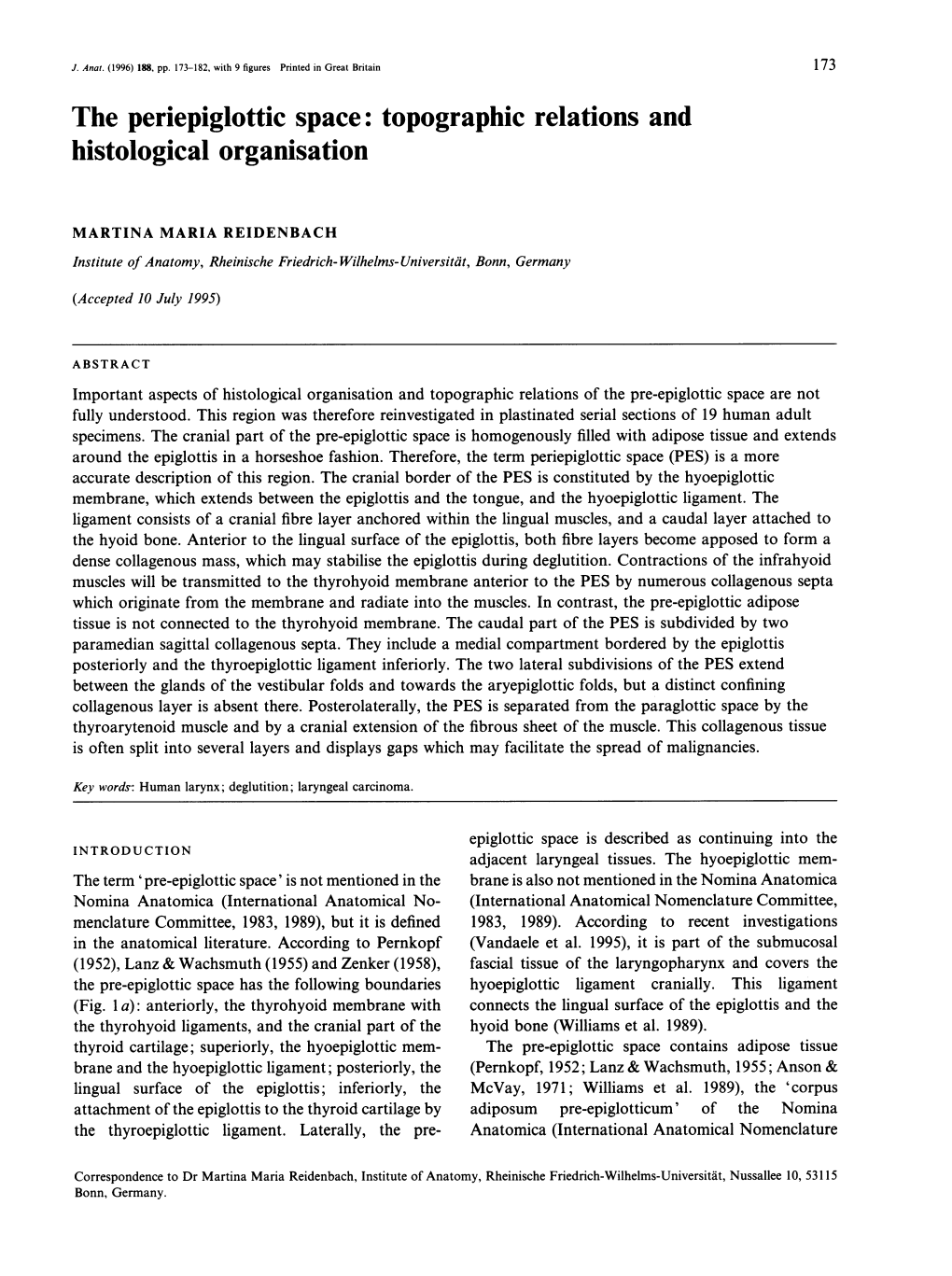 The Periepiglottic Space: Topographic Relations and Histological Organisation