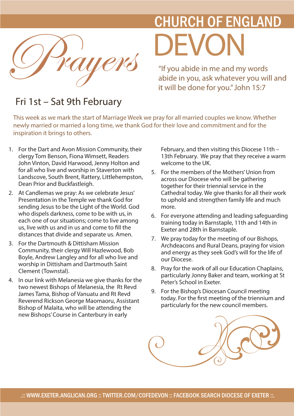 Diocese Prayer Diary February 19