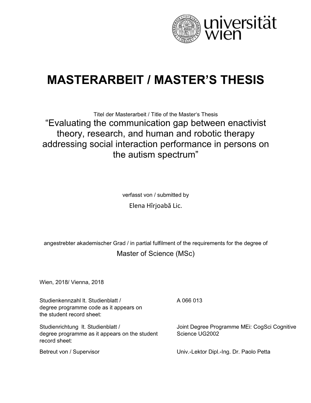 Masterarbeit / Master's Thesis