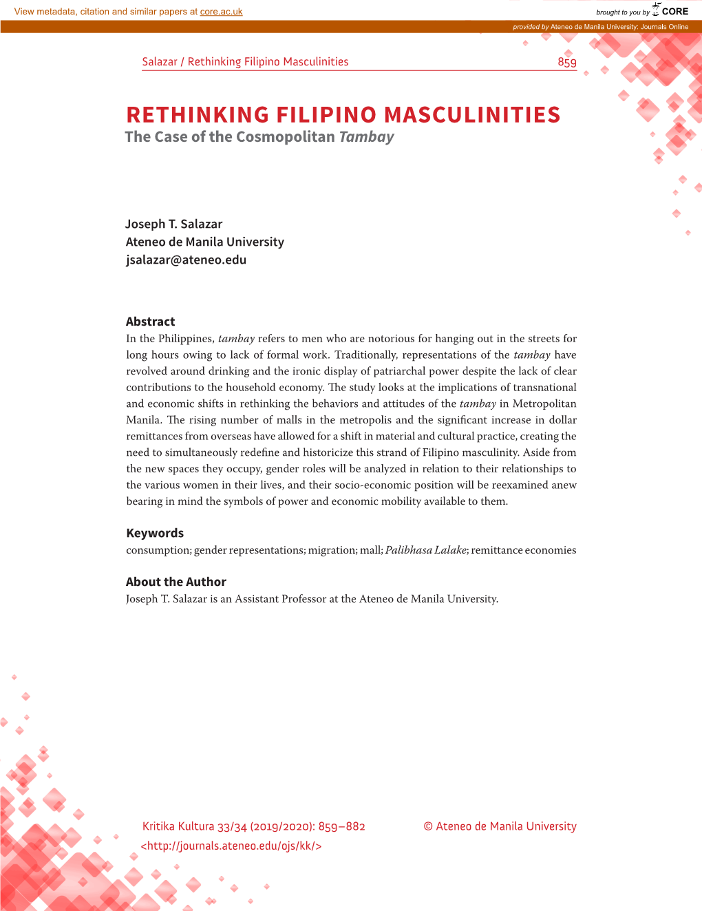 Rethinking Filipino Masculinities 859