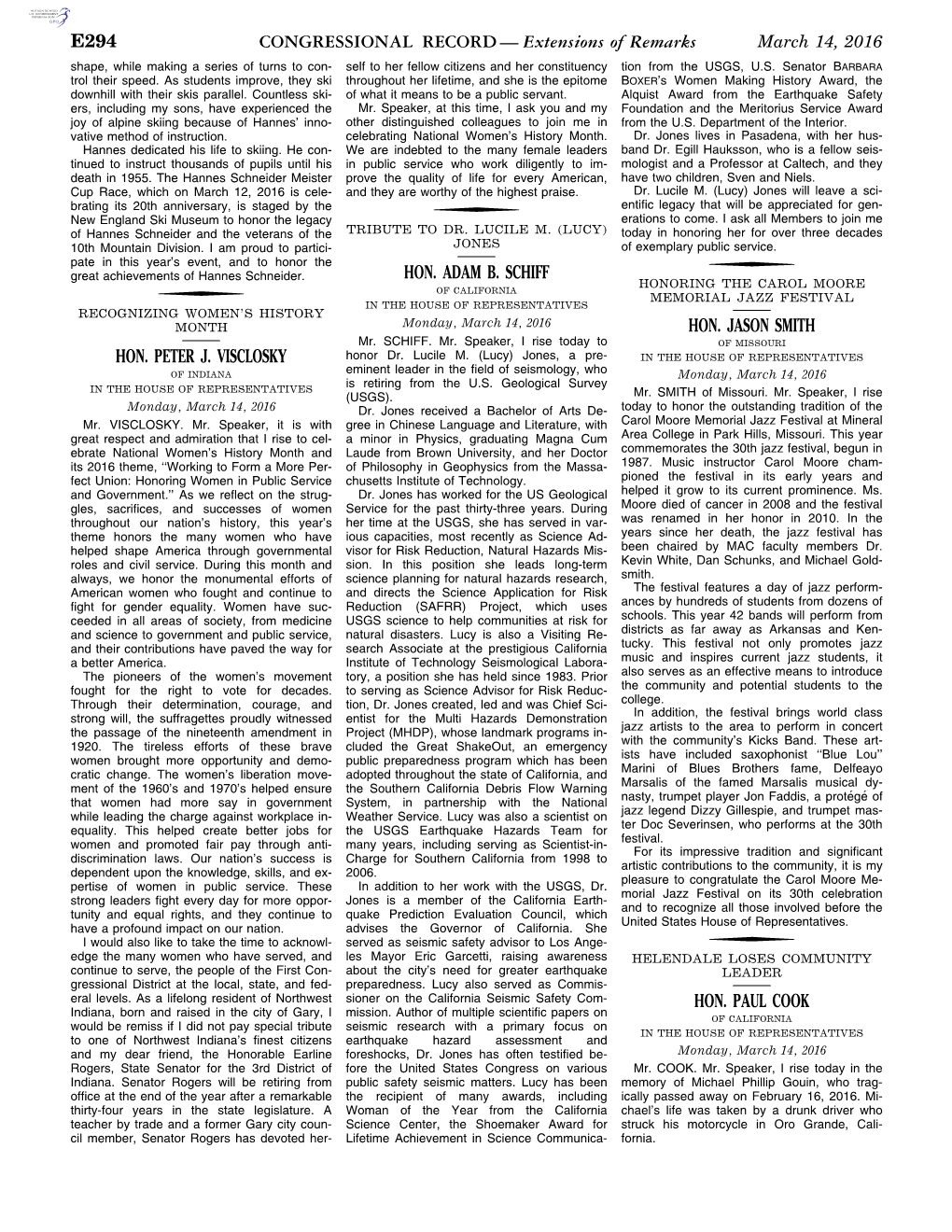 CONGRESSIONAL RECORD— Extensions of Remarks E294 HON