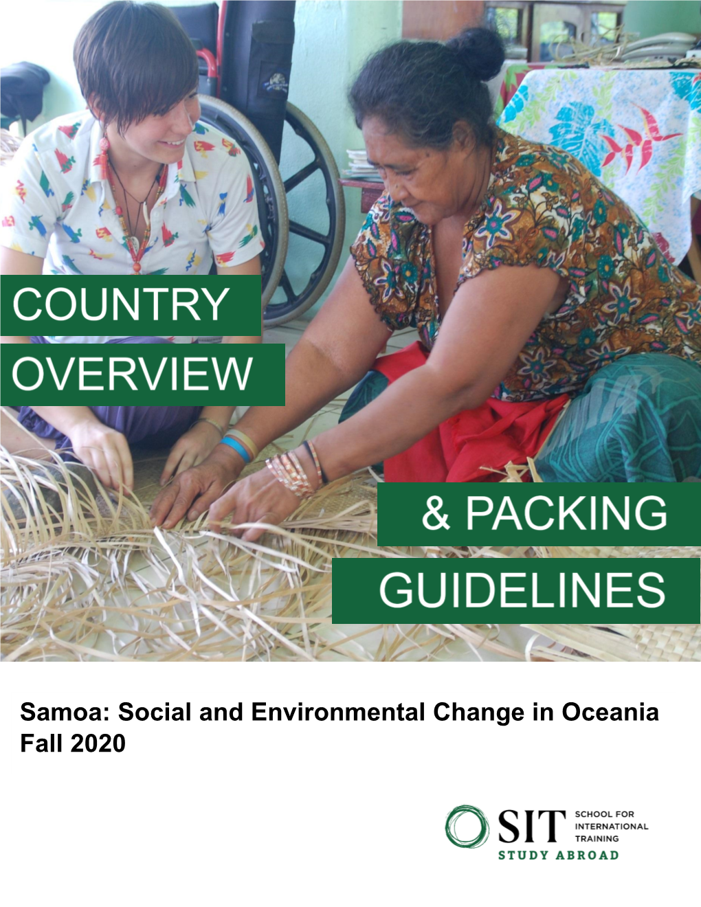 Samoa: Social and Environmental Change in Oceania Fall 2020