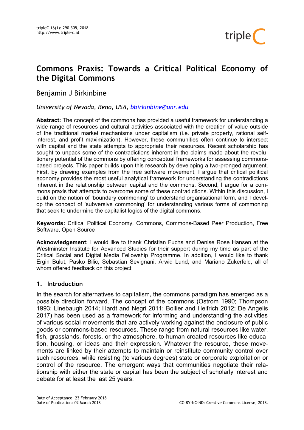 Commons Praxis: Towards a Critical Political Economy of the Digital Commons