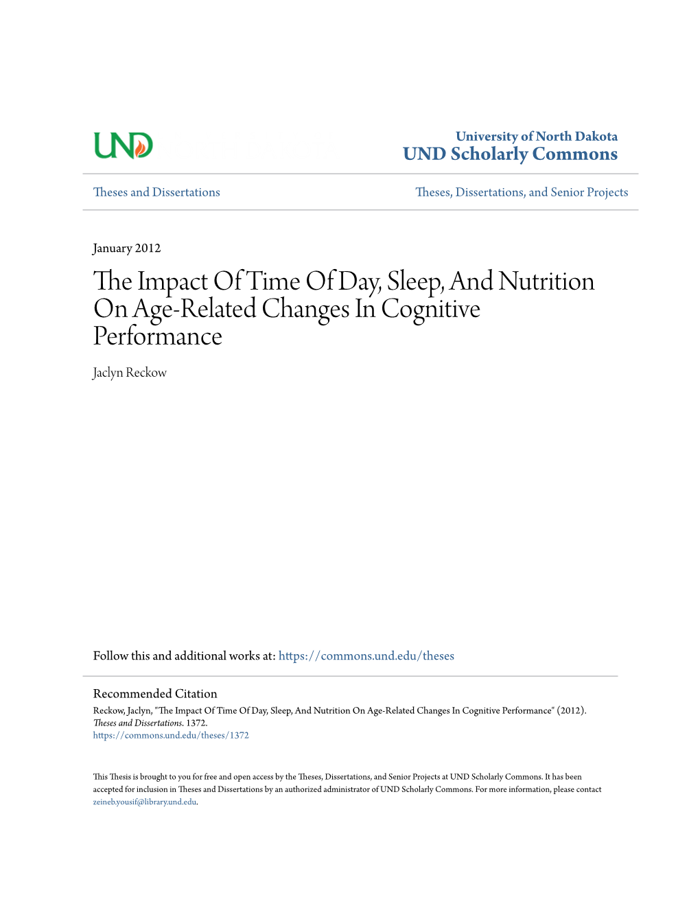 The Impact of Time of Day, Sleep, and Nutrition on Age-Related Changes in Cognitive Performance