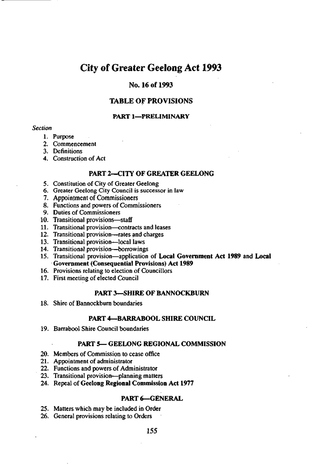 City of Greater Geelong Act 1993