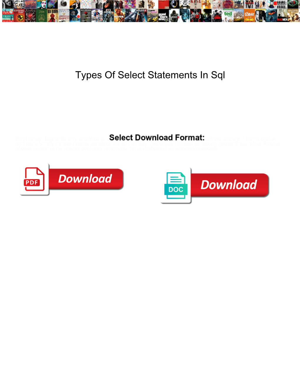 Types of Select Statements in Sql