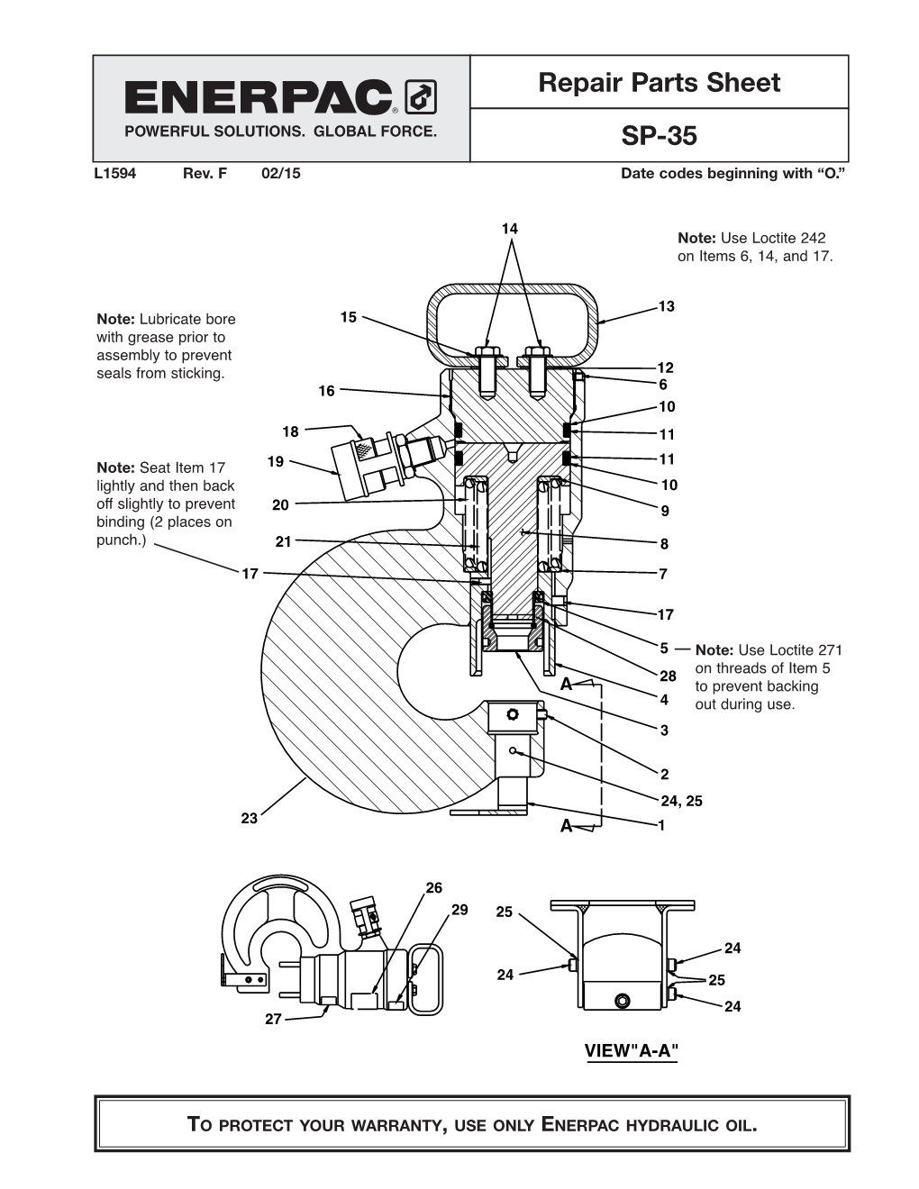 Repair Parts Sheet SP-35