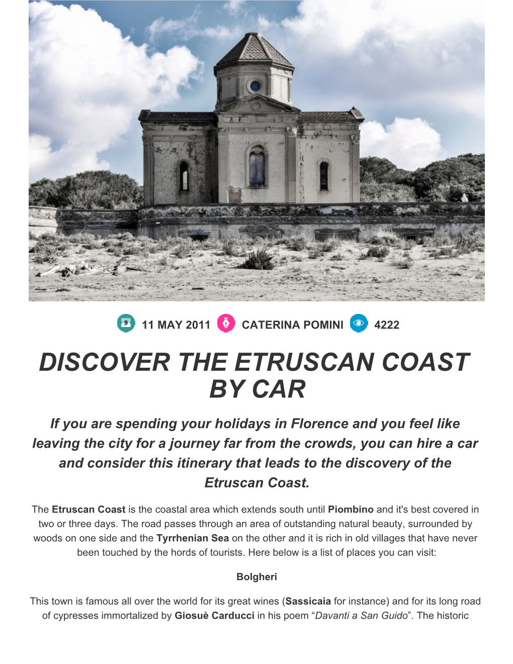 Discover the Etruscan Coast by Car