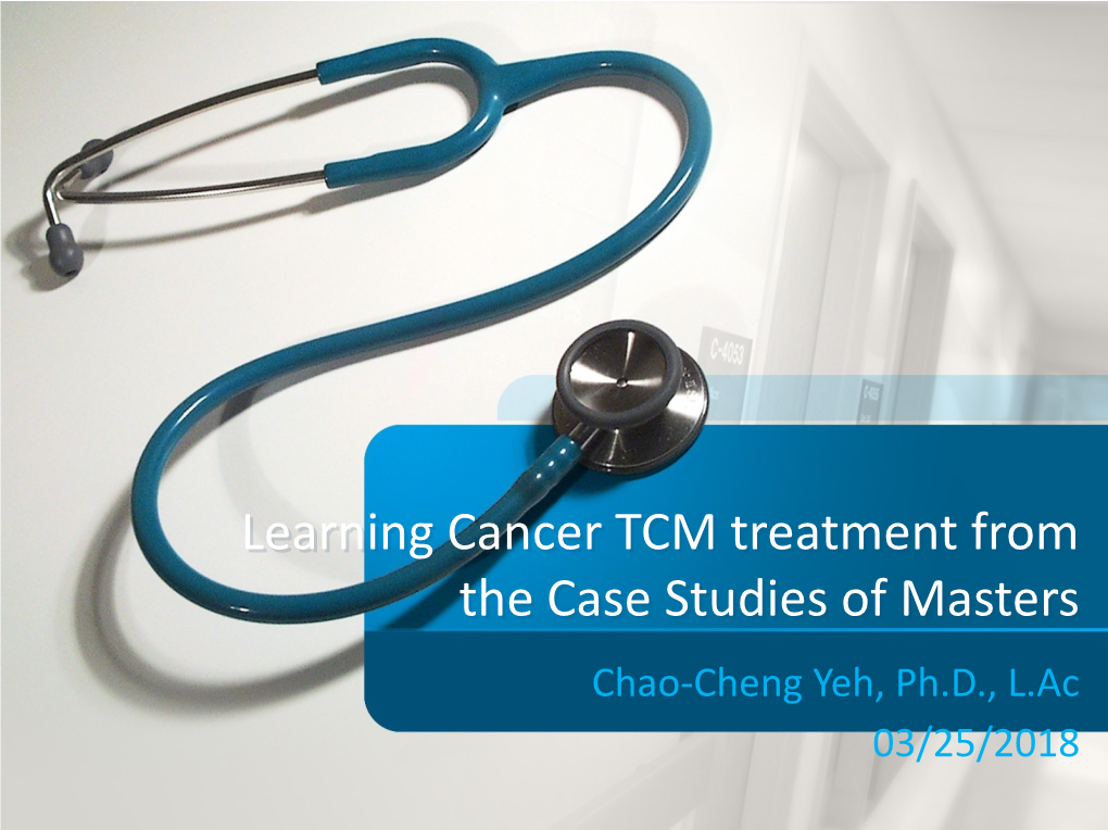 Learning Cancer TCM Treatment from the Case Studies of Masters