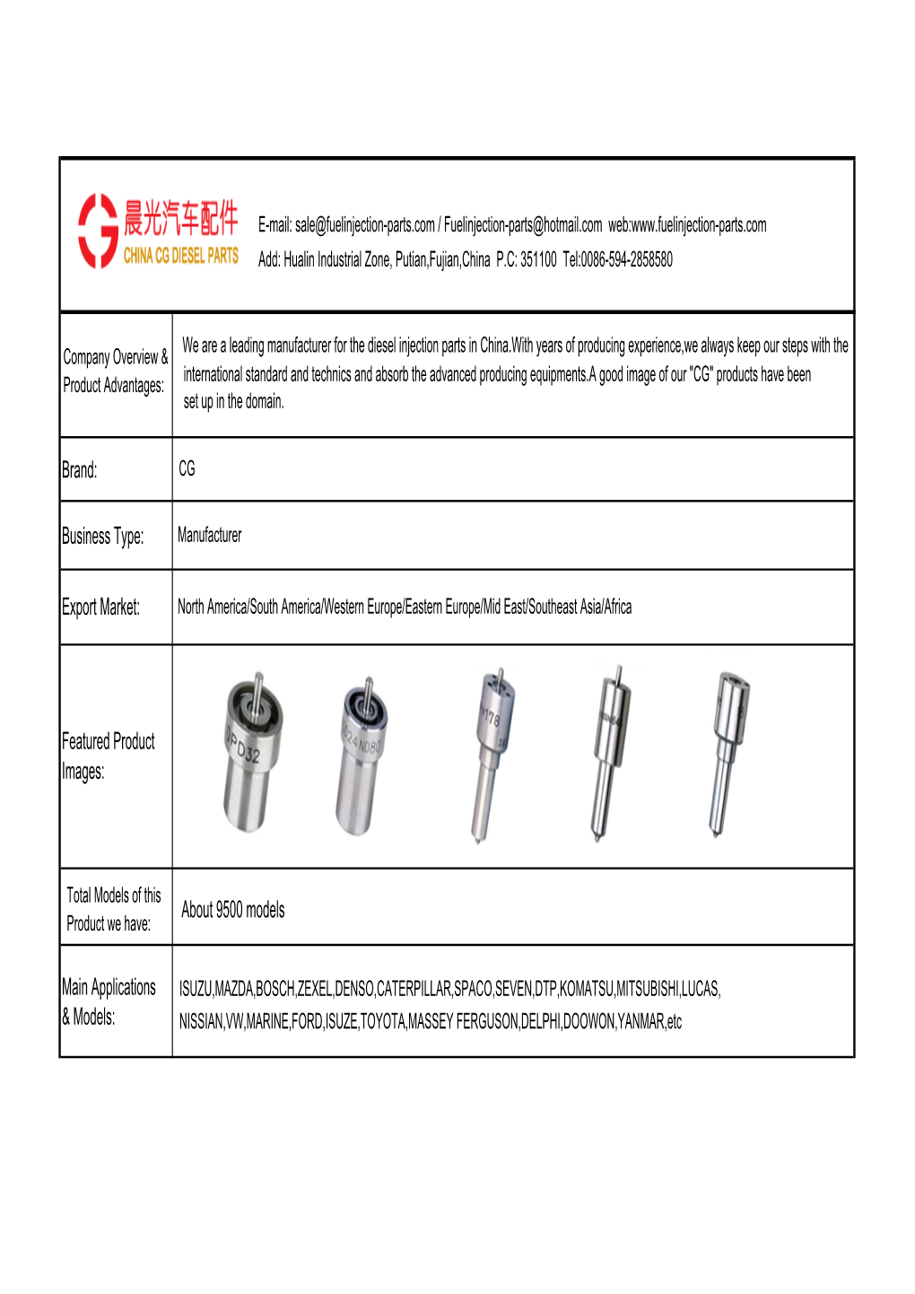 ZEXEL Nozzles Catalogue