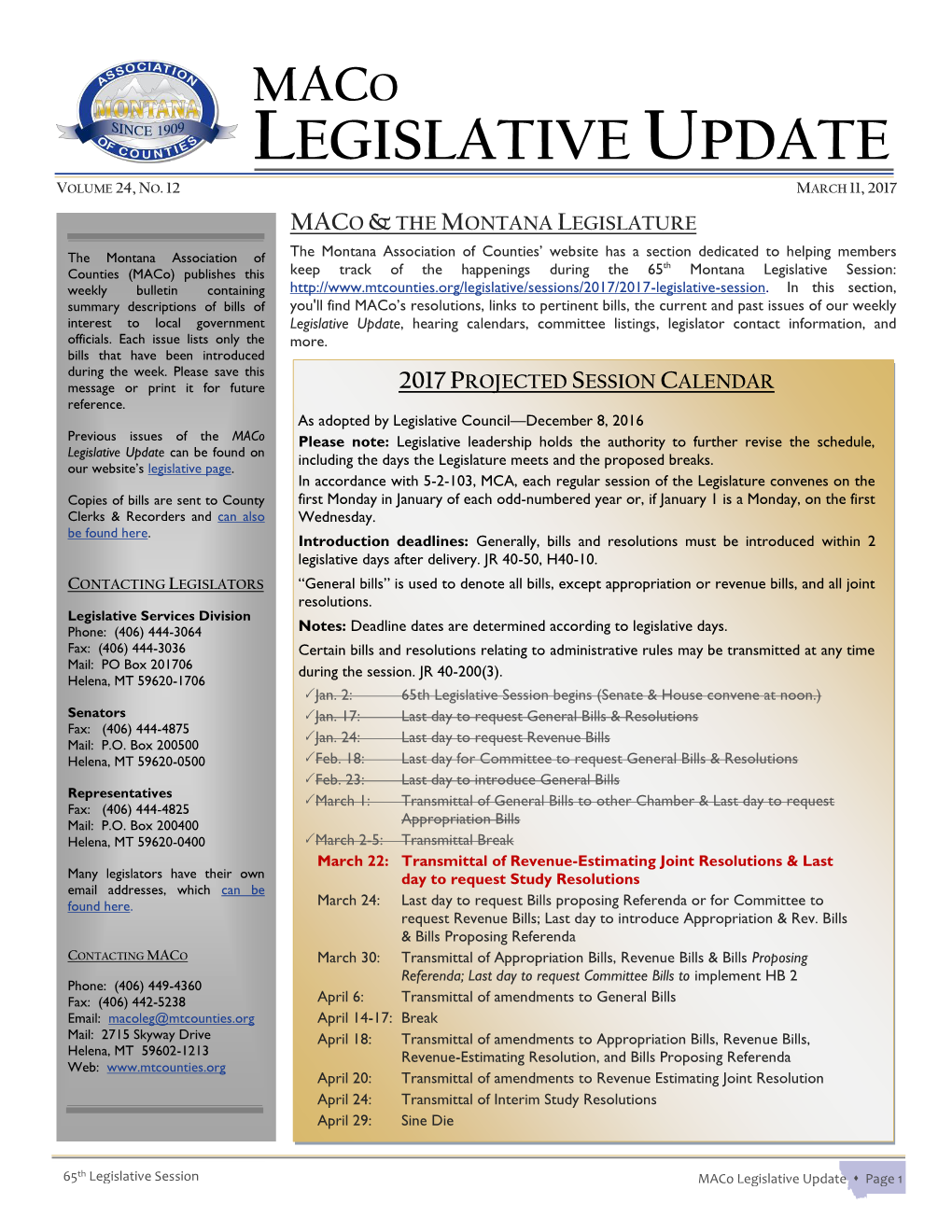 Maco Legislative Update | Volume 24, No. 12