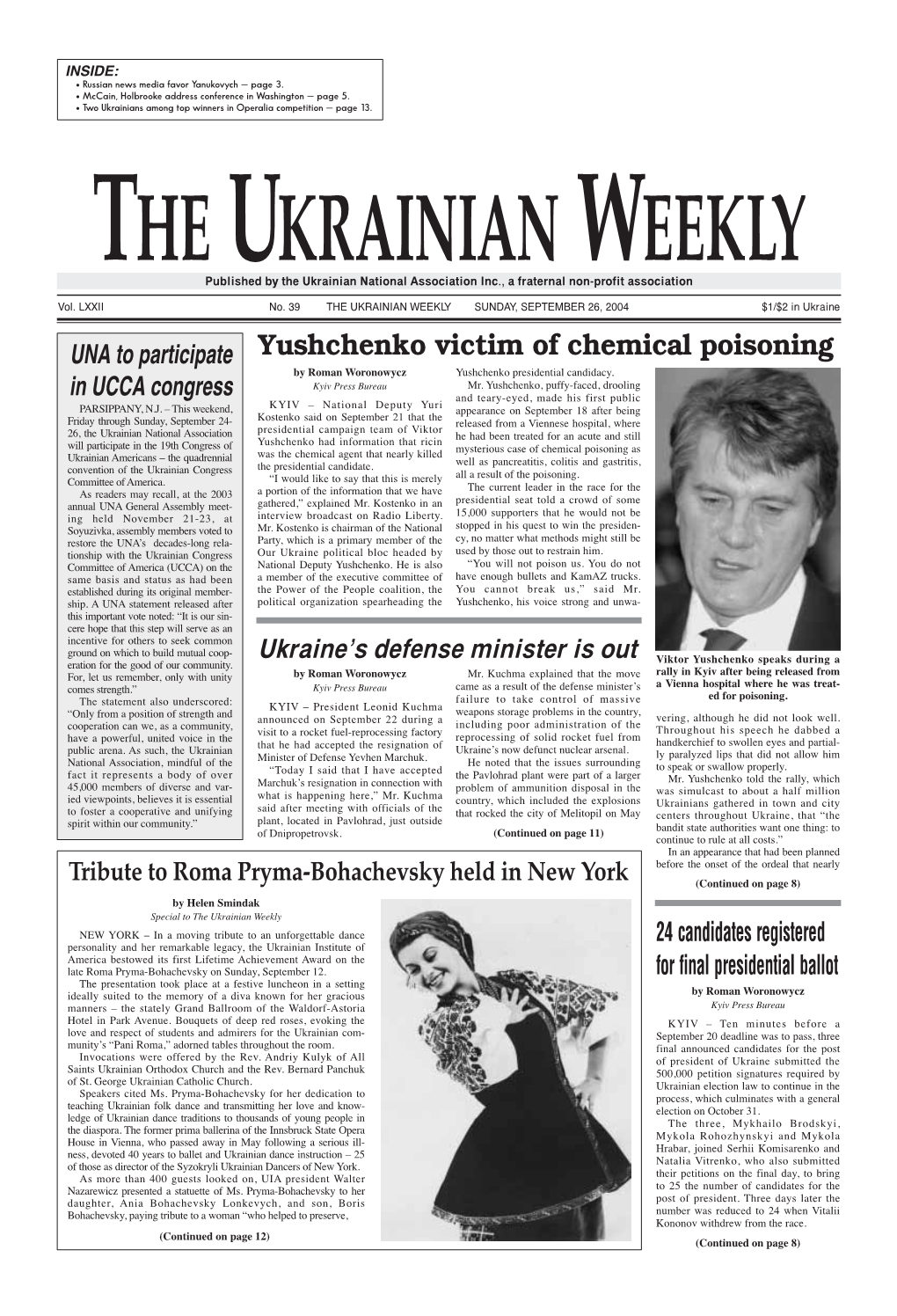 The Ukrainian Weekly 2004, No.39