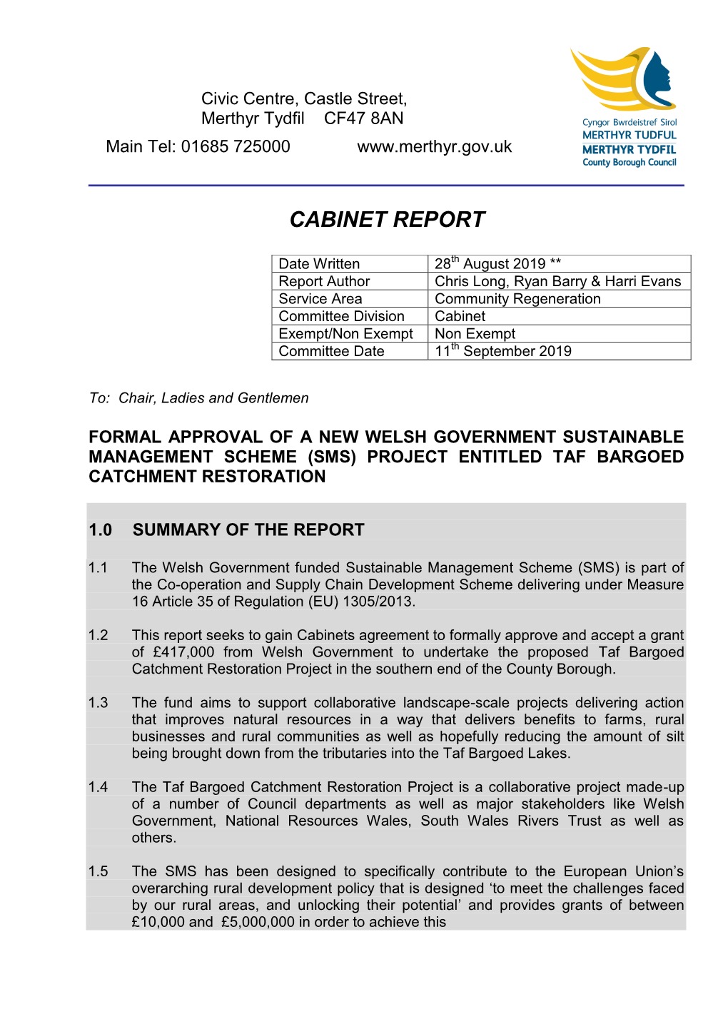 Cabinet Report