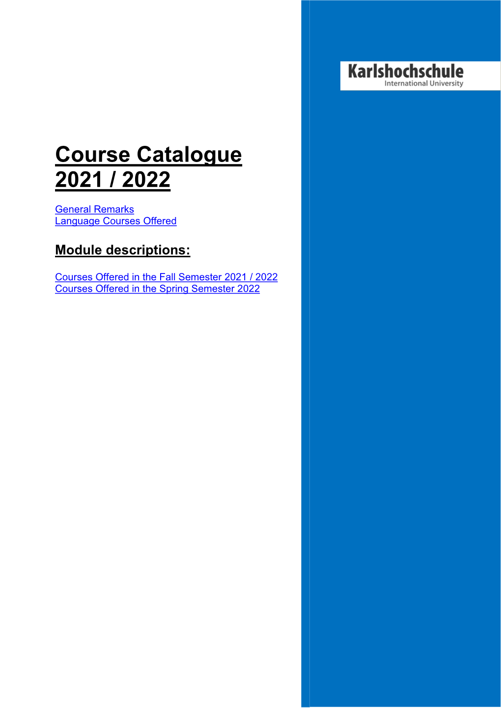 Course Catalogue 2021 / 2022