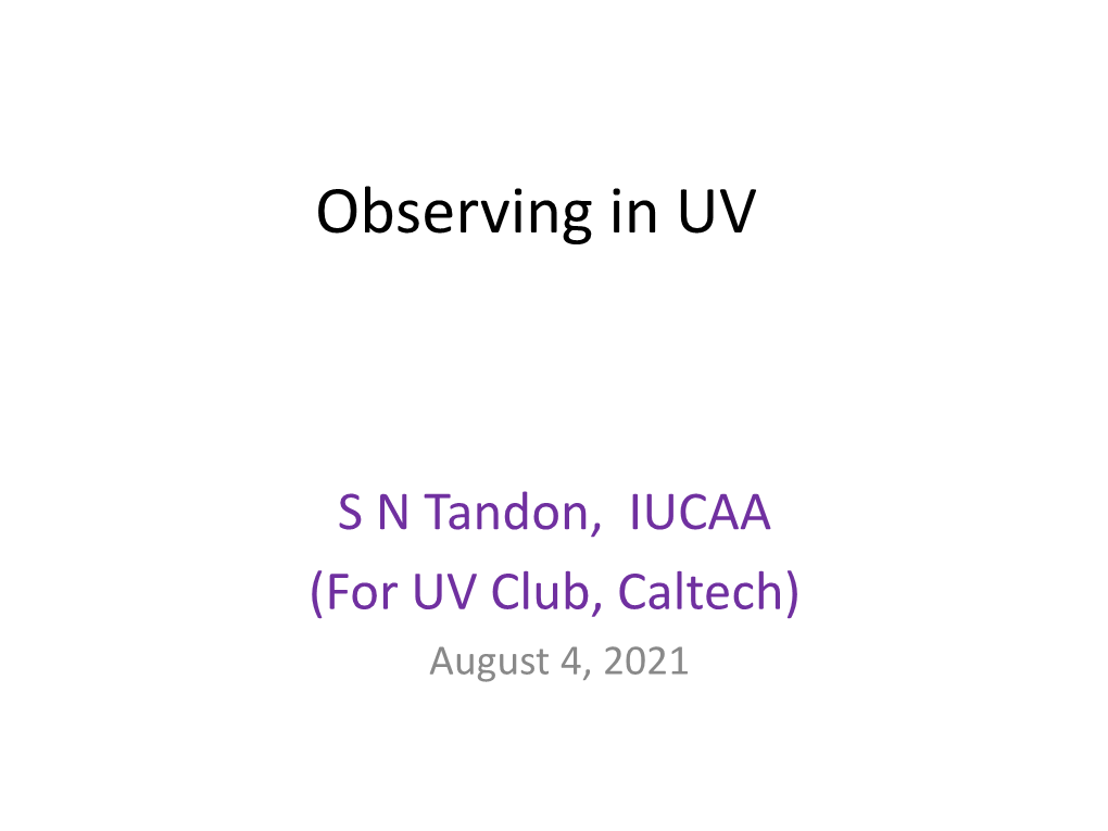 Observing in UV