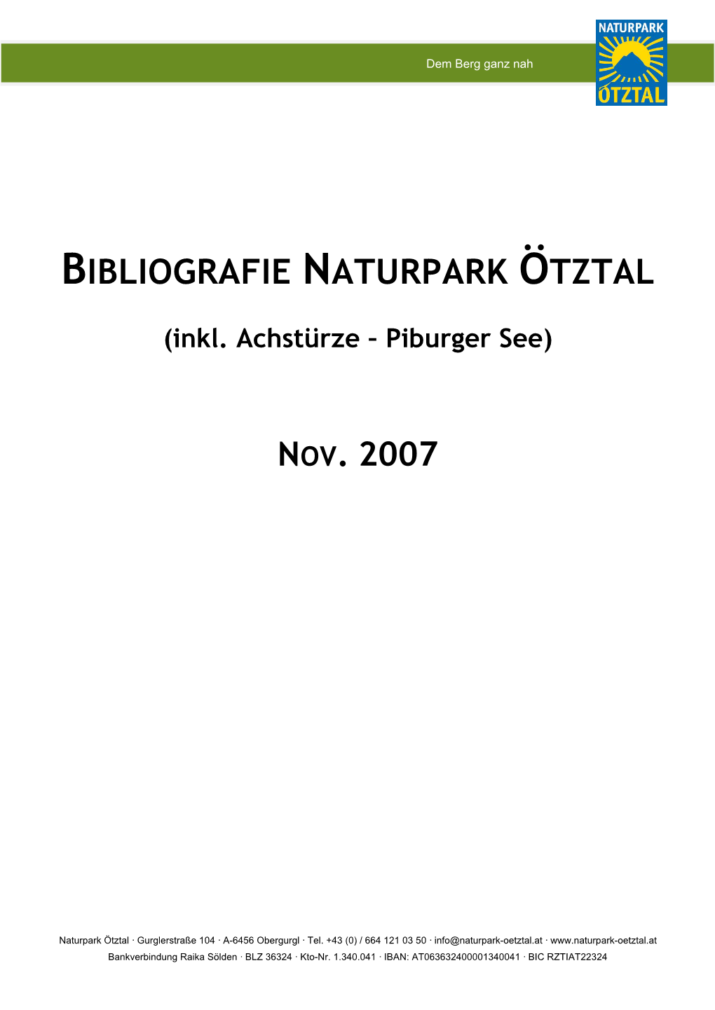 Bibliografie Naturpark Ötztal
