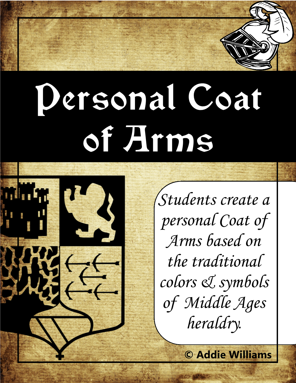 Students Create a Personal Coat of Arms Based on the Traditional Colors & Symbols of Middle Ages Heraldry