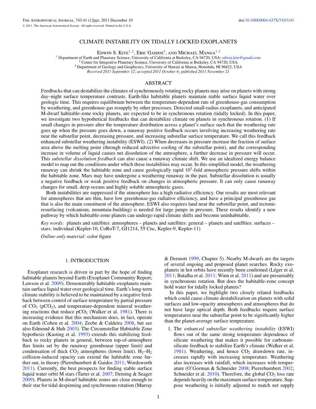 Climate Instability on Tidally Locked Exoplanets