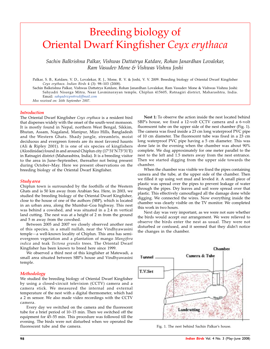 Breeding Biology of Oriental Dwarf Kingfisher Ceyx Erythaca