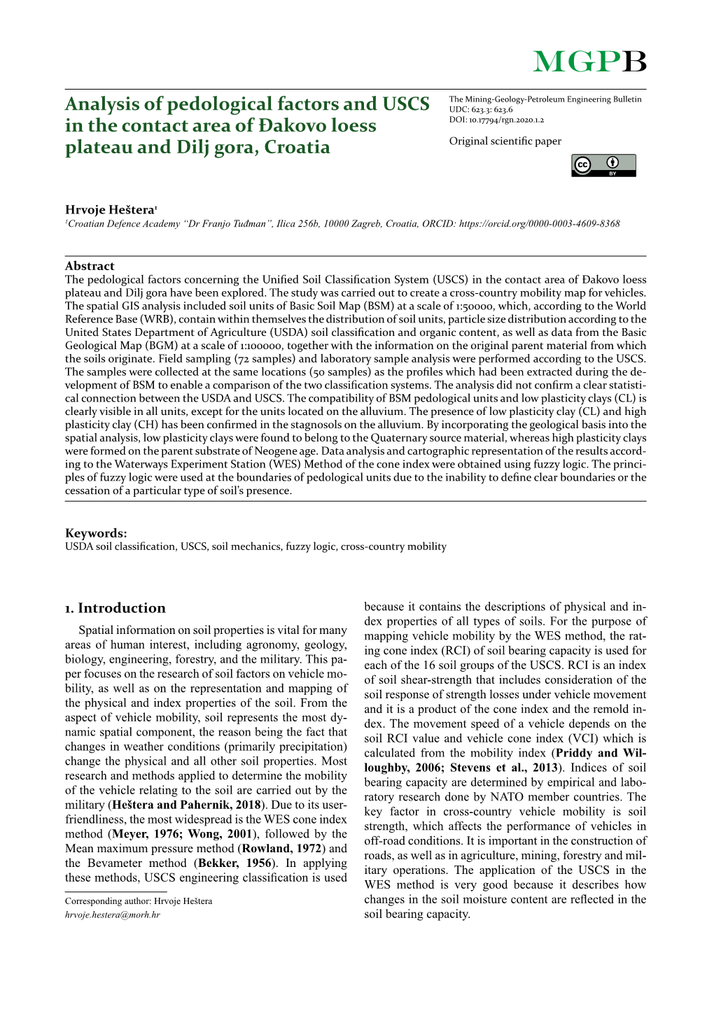 Analysis of Pedological Factors and USCS in the Contact Area of Đakovo Loess Plateau and Dilj Gora, Croatia