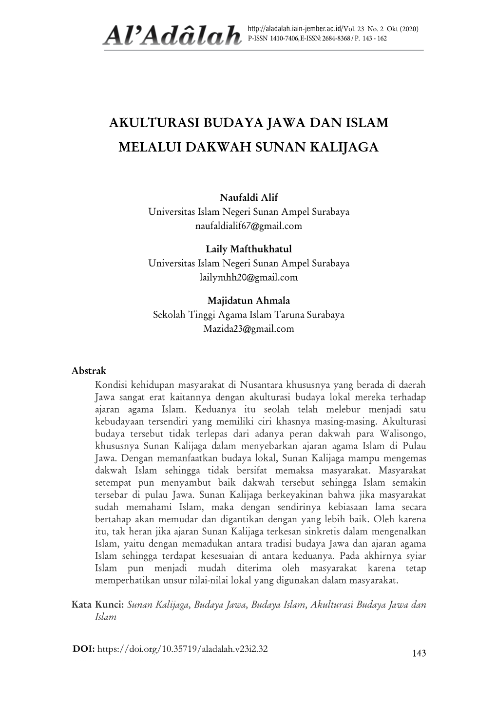 Akulturasi Budaya Jawa Dan Islam Melalui Dakwah Sunan Kalijaga