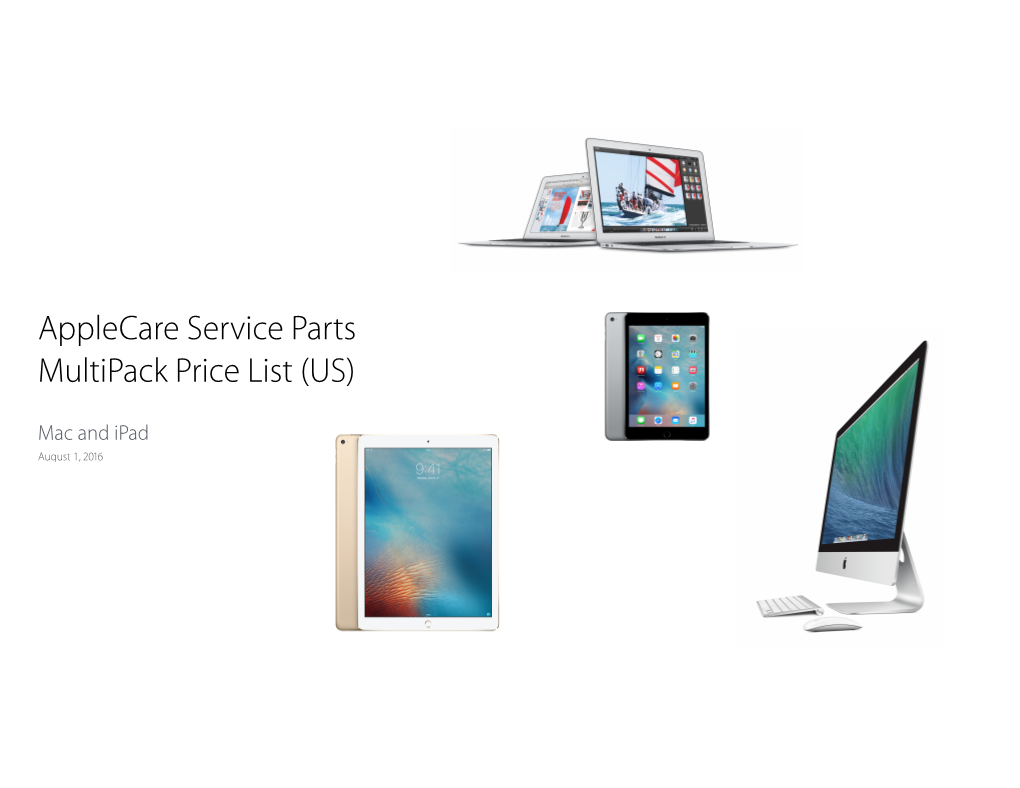 Applecare Service Parts Multipack Price List (US)