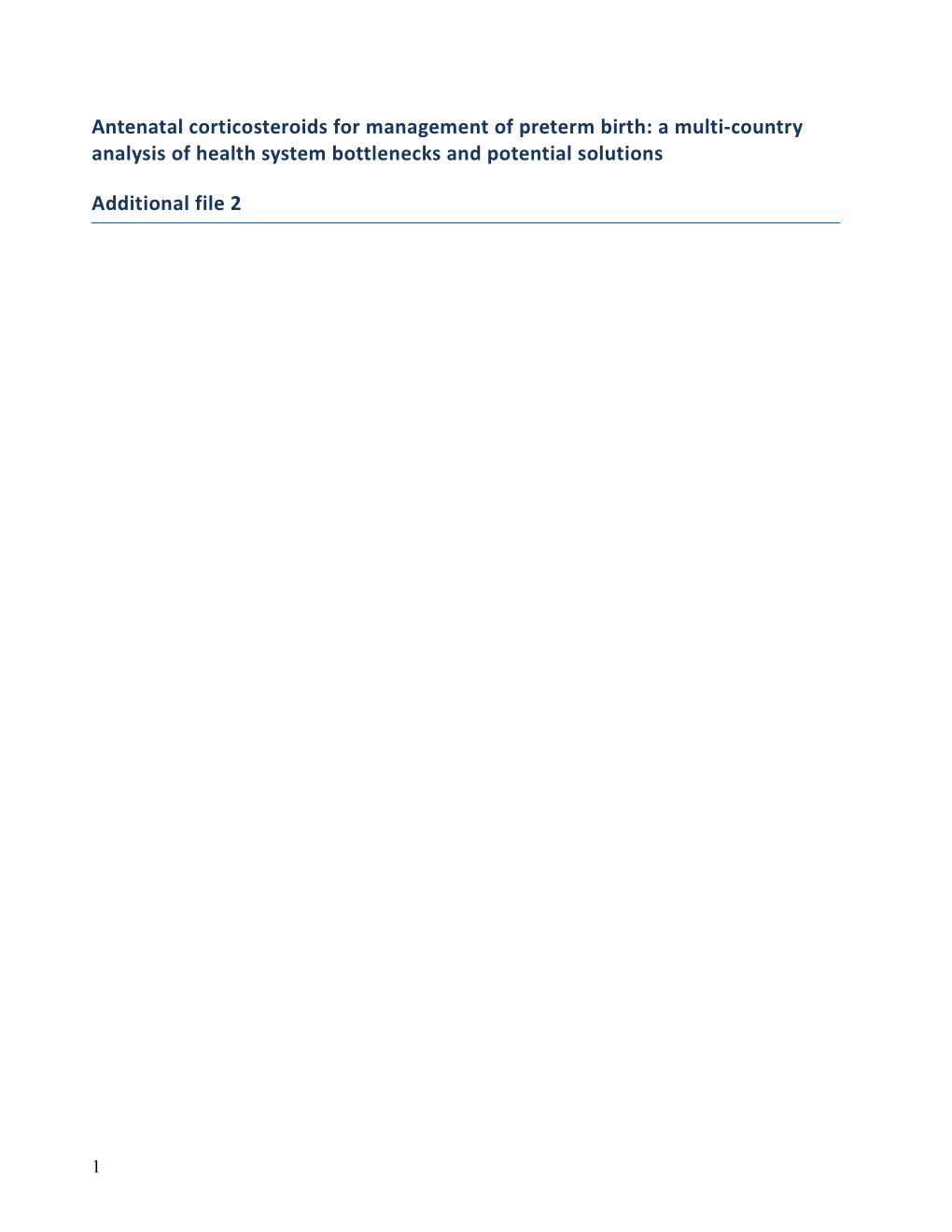 Antenatal Corticosteroids for Management of Preterm Birth: a Multi-Country Analysis Of