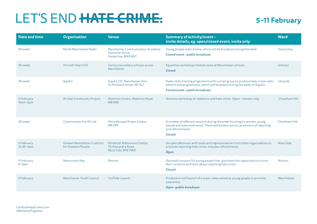 92560.29 Hate Crime 2018 Calendar of Events V2.Indd