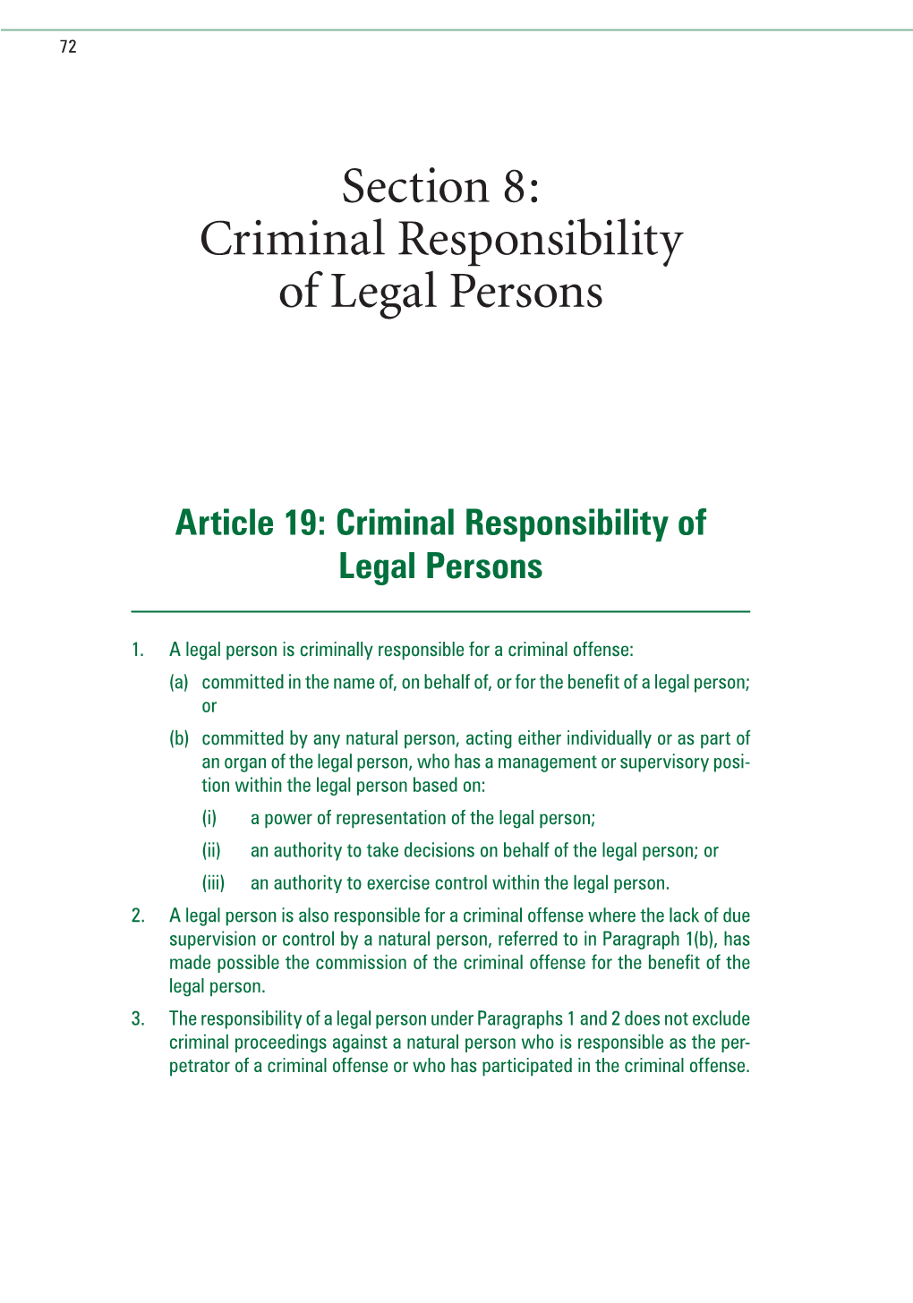 Section 8: Criminal Responsibility of Legal Persons