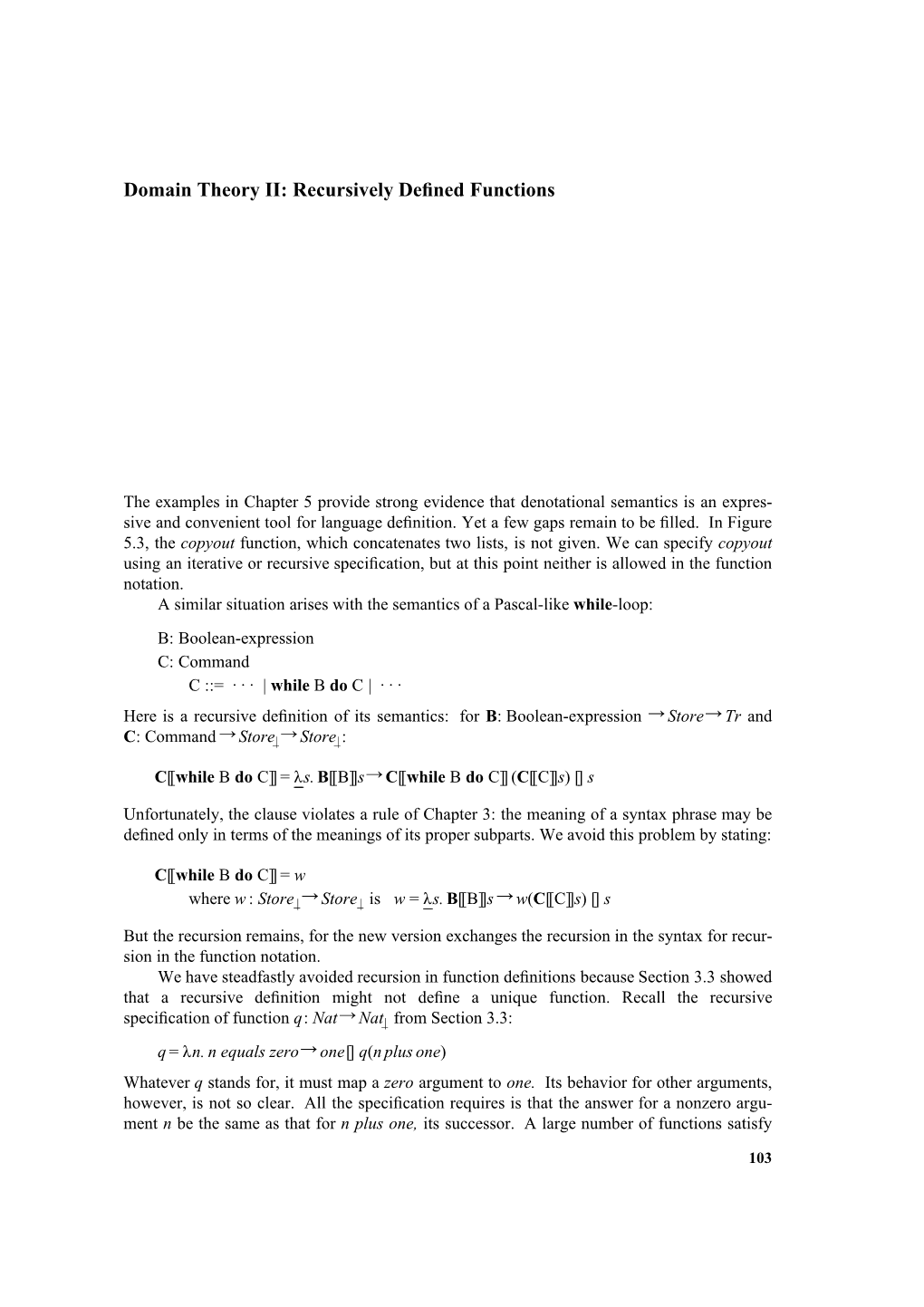 Domain Theory II: Recursively Defined Functions