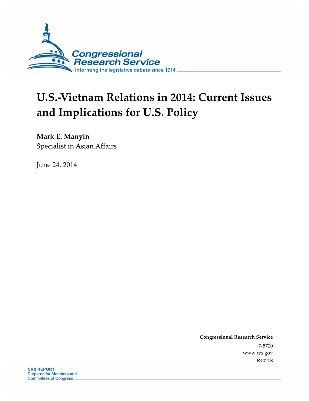 US-Vietnam Relations in 2014