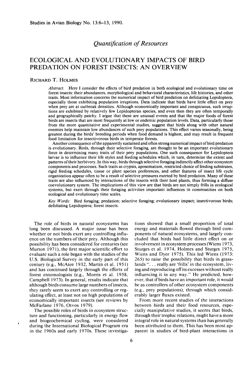 SAB 013 1988 P6-13 Ecological and Evolutionary Impacts of Bird