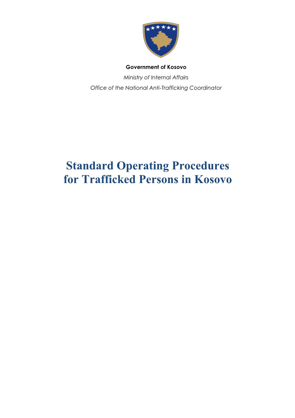 Standard Operating Procedures for Trafficked Persons in Kosovo