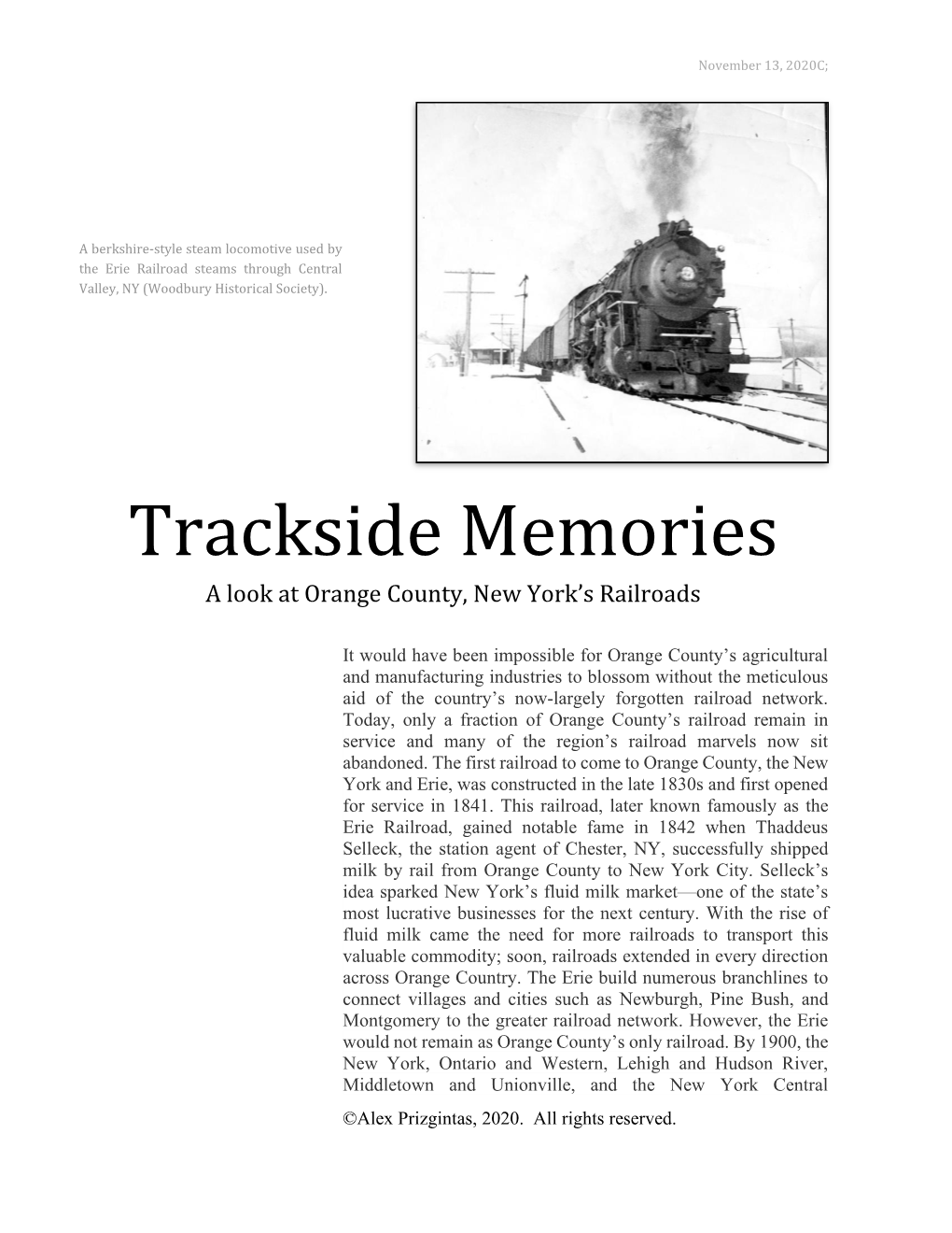 Trackside Memories a Look at Orange County, New York’S Railroads