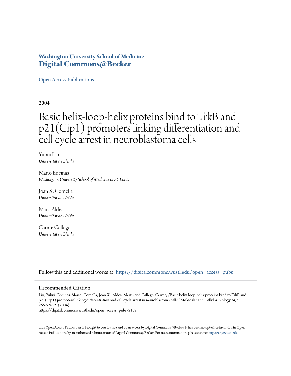 Basic Helix-Loop-Helix Proteins Bind to Trkb and P21(Cip1) Promoters